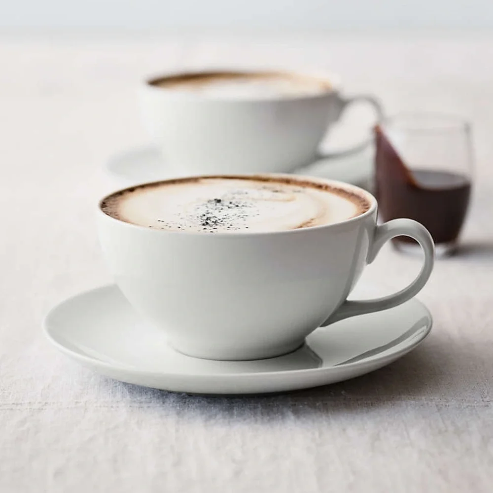 2 Piece Cups Set‎ Crate and Barrel Cappuccino Cup White with Matching Plates